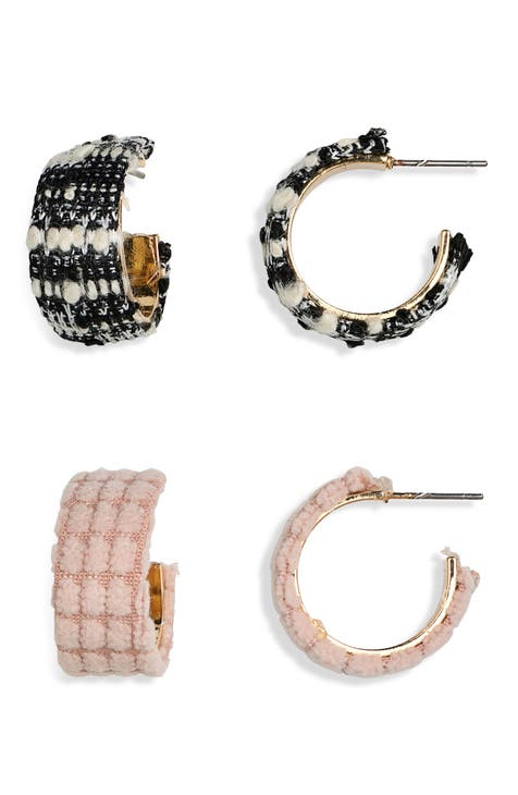 2-Pack Tweed Hoop Earrings