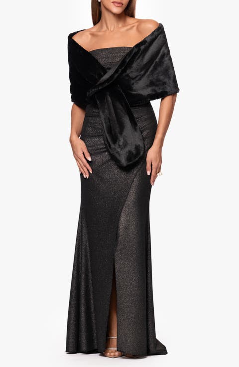 Bow Faux Fur Shawl