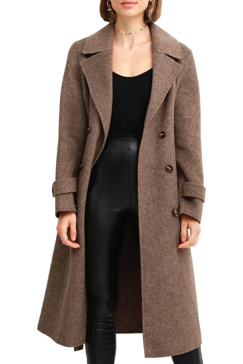 Front Runner Belted Wool Blend Coat, Alternate, color, WALNUT