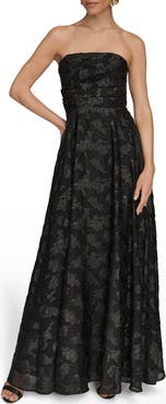 Donna Karan New York Ruched Metallic Strapless Gown