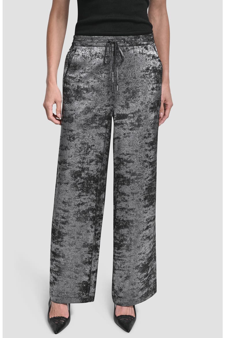 Wide Leg Liquid Velvet Pants, Main, color, SILVER