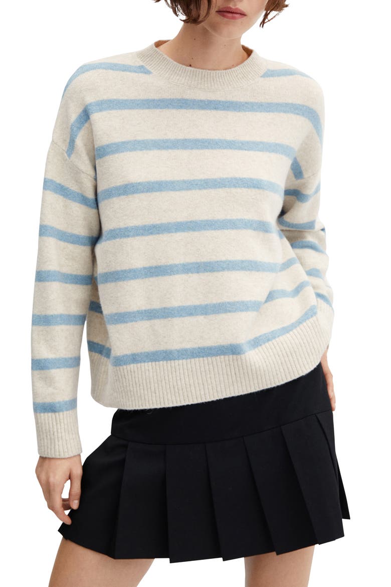 Stripe Crewneck Sweater, Main, color, SKY BLUE