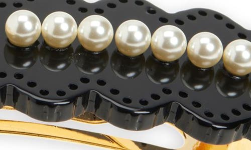 Alexandre De Paris Faux Pearl Embellished Barrette In Black