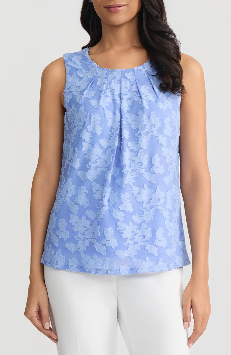 KASPER Burnout Floral Sleeveless Top, Main, color, Paris Bleu