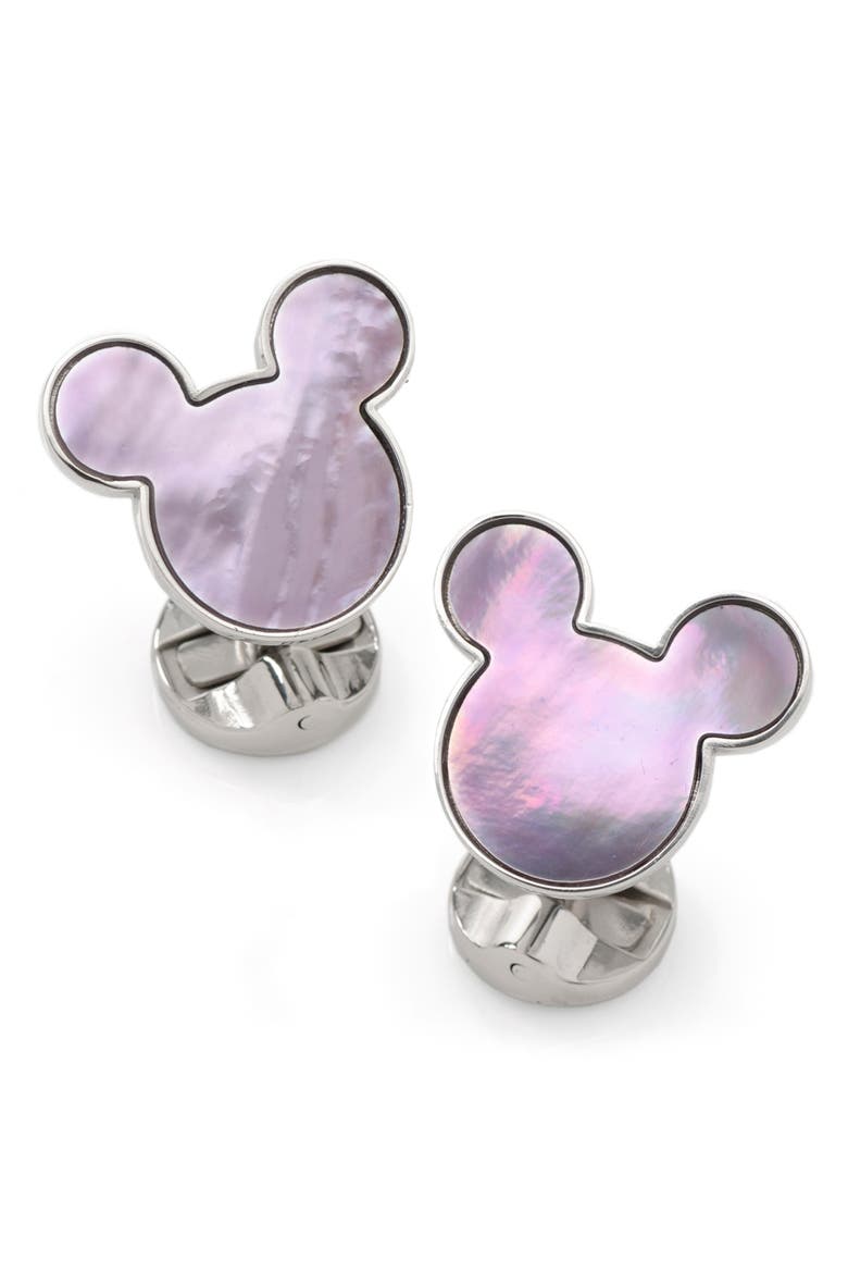 Mickey Mouse Silhouette Mother of Pearl Cuff Links, Main, color, PURPLE