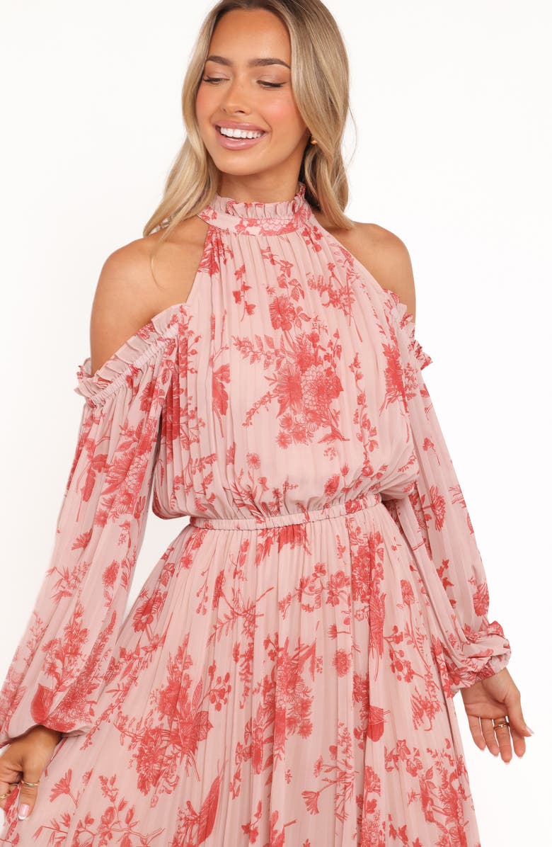 Petal & Pup Hilary Off the Shoulder Long Sleeve Maxi Dress, Alternate, color, Red Floral