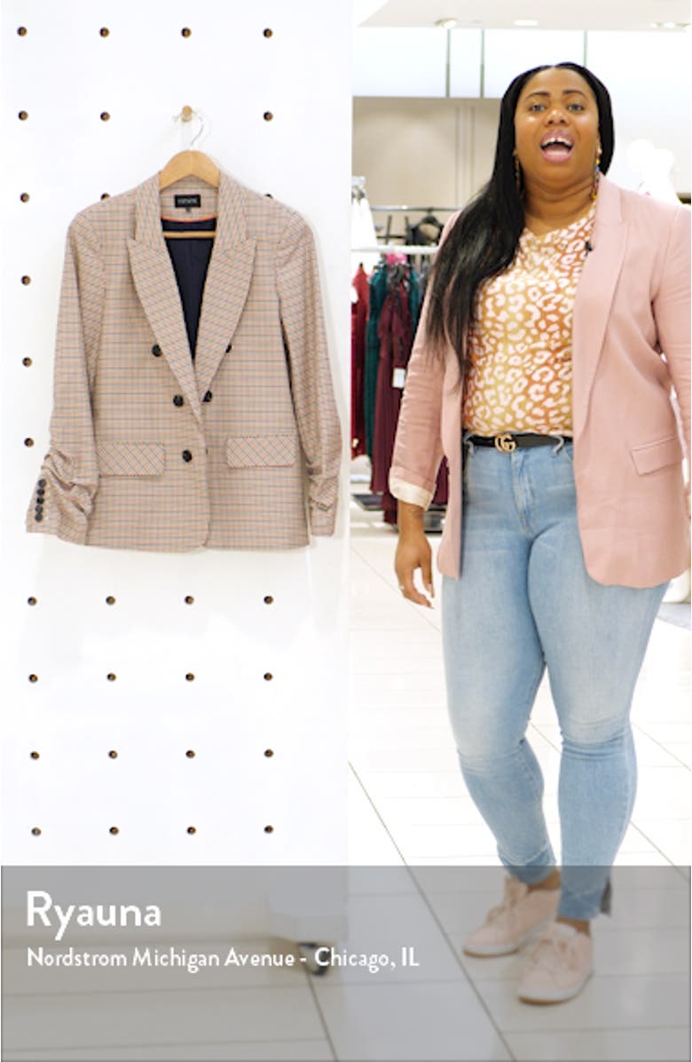 Minicheck Ruched Sleeve Blazer, sales video thumbnail