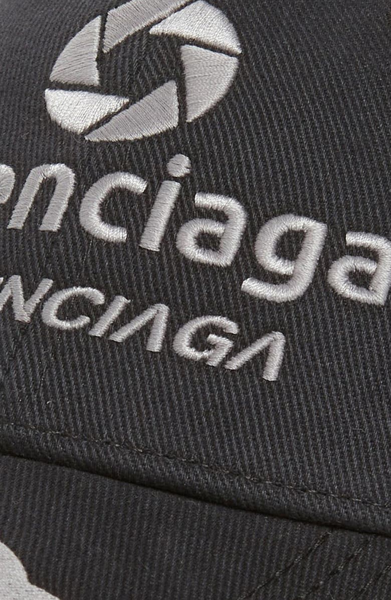 Balenciaga Notch Racer Logo Embroidered Cotton Twill Baseball Cap, Alternate, color,