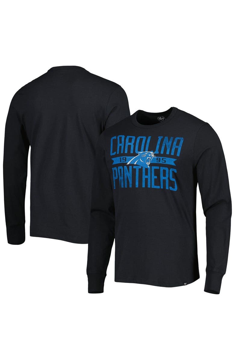 '47 Men's '47 Black Carolina Panthers Brand Wide Out Franklin Long Sleeve T-Shirt, Main, color, 