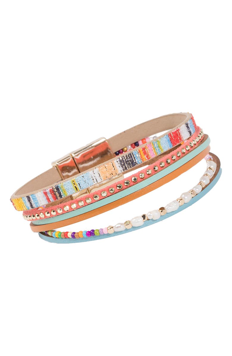 SAACHI Multicolor Beaded Freshwater Pearl Multi-Strand Bracelet, Alternate, color,