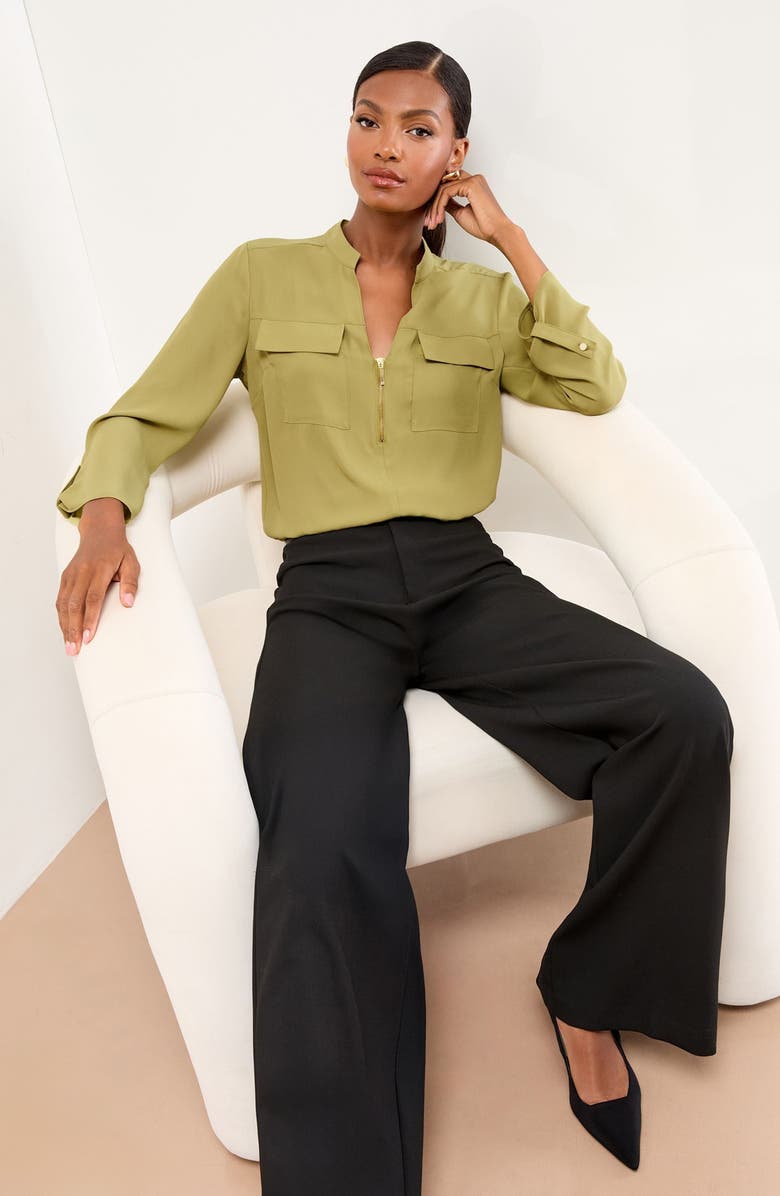 Lipsy Half-Zip Shirt, Alternate, color, Green