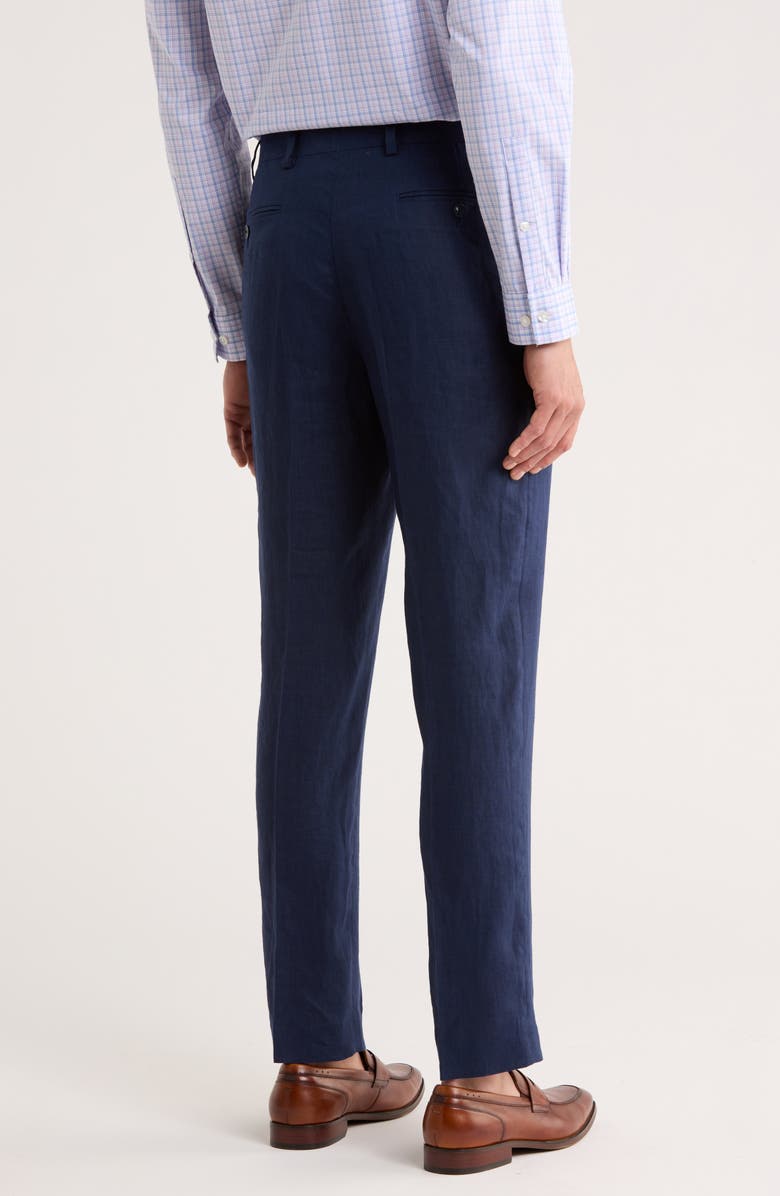 Tommy Hilfiger Flat Front Linen Trousers, Alternate, color, Navy Plain