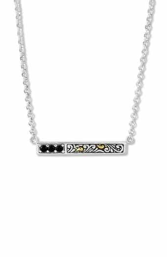 Topaz Engraved Bar Pendant Necklace
