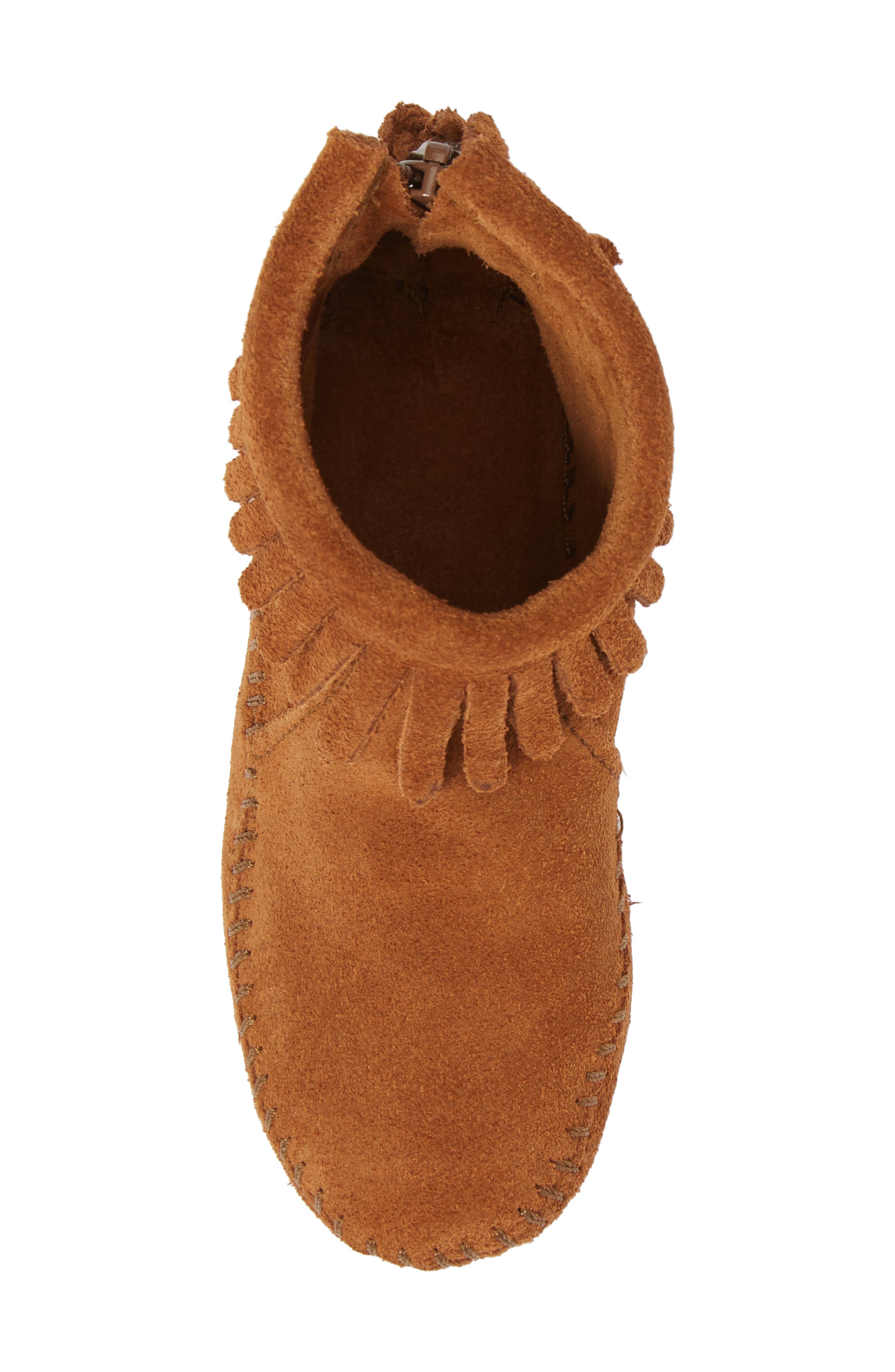 Minnetonka Back Zip Boot, Alternate, color, Brown