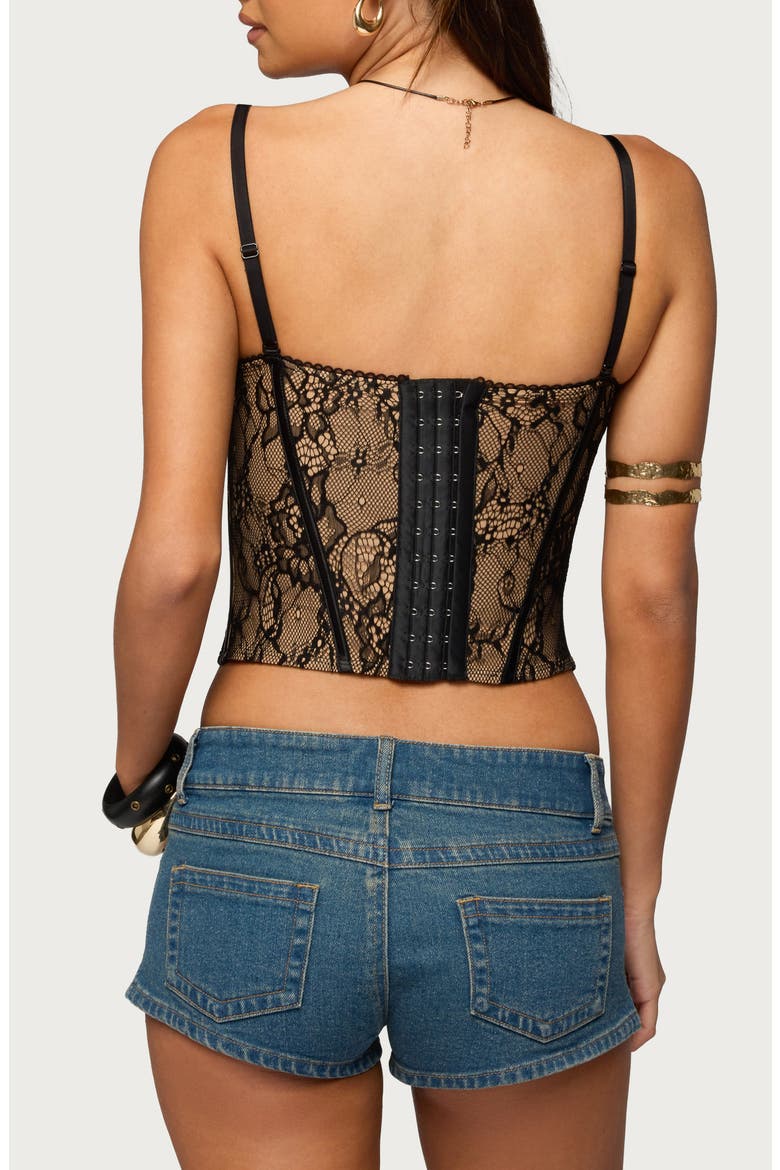 Saffire Crop Lace Corset Top, Alternate, color, BLACK