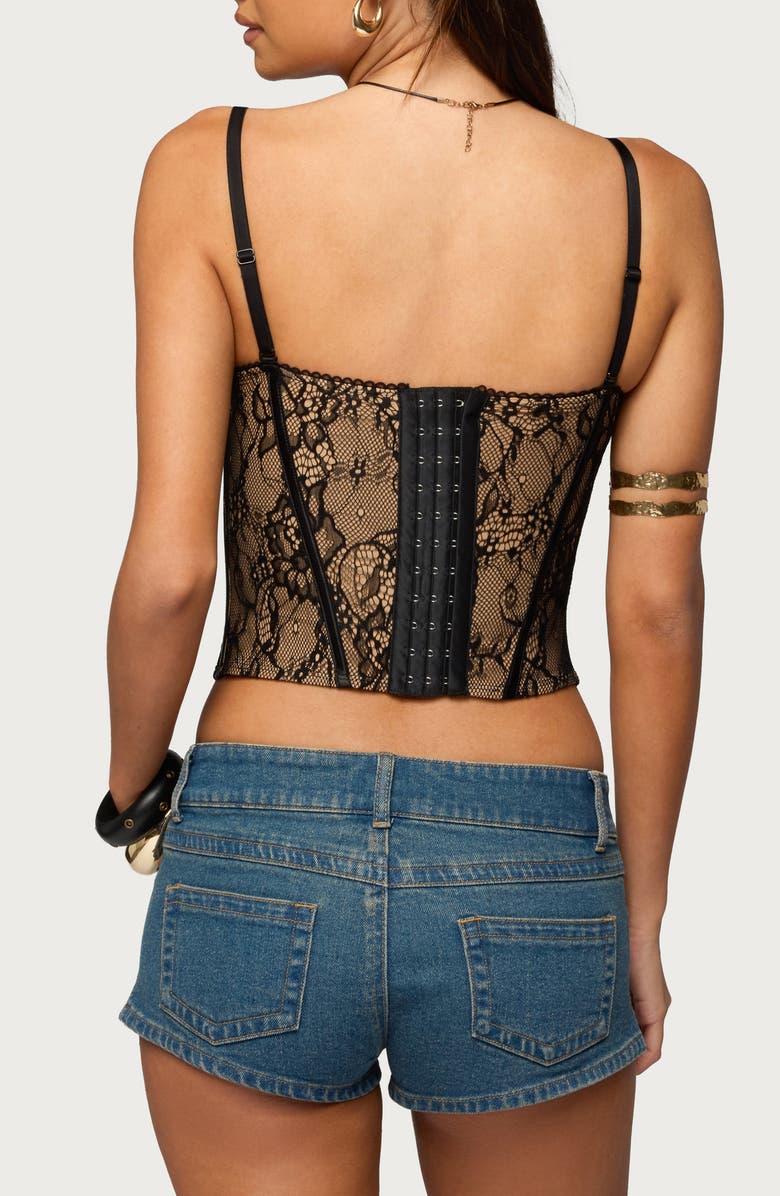 EDIKTED Saffire Crop Lace Corset Top, Alternate, color, Black