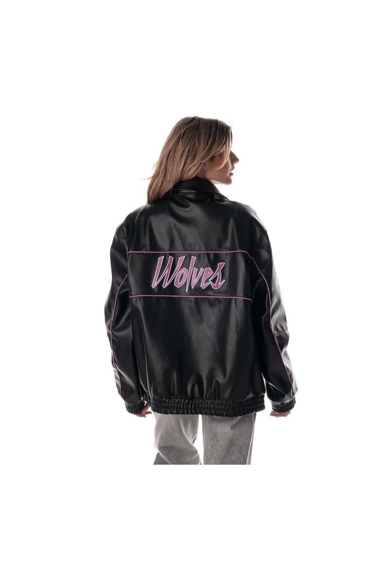 Unisex The Wild Collective  Black Minnesota Timberwolves City Edition Full-Snap Faux Leather Jacket, Alternate, color, Black