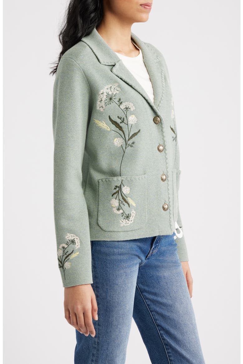 Souvenir Floral Button Front Cardigan, Alternate, color, SEAFOAM HEATHER