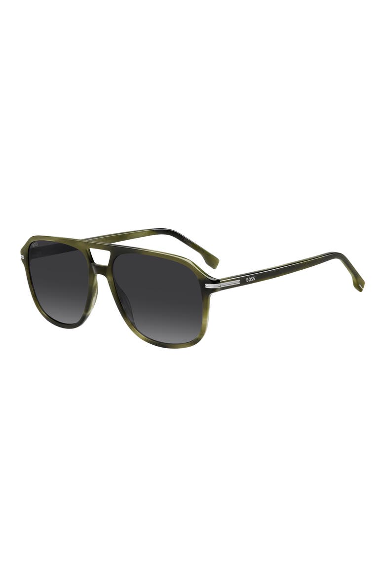 57mm Square Sunglasses, Alternate, color, GREEN HORN/ DARK GREY SF