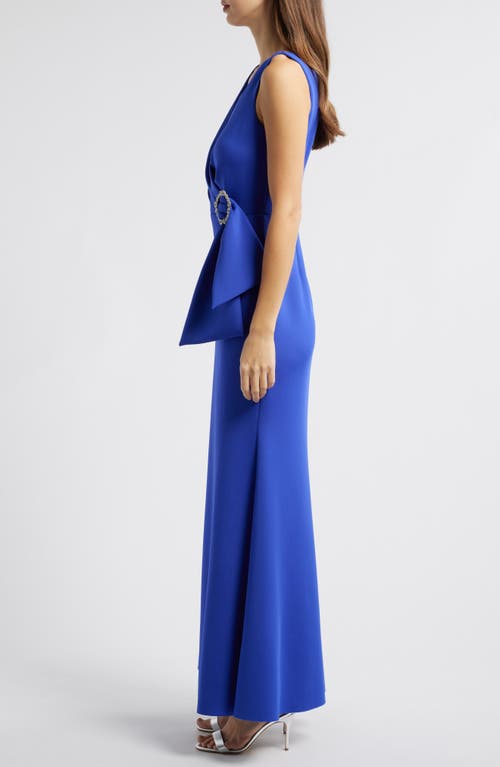 ELIZA J ELIZA J SURPLICE V-NECK SLEEVELESS MERMAID GOWN 