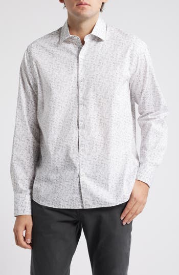 Robert Barakett Kriener Floral Button-up Shirt In Light Grey