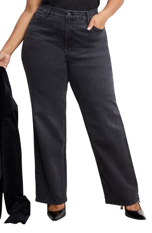 Good American Soft-tech Good True High Waist Straight Leg Jeans In Black