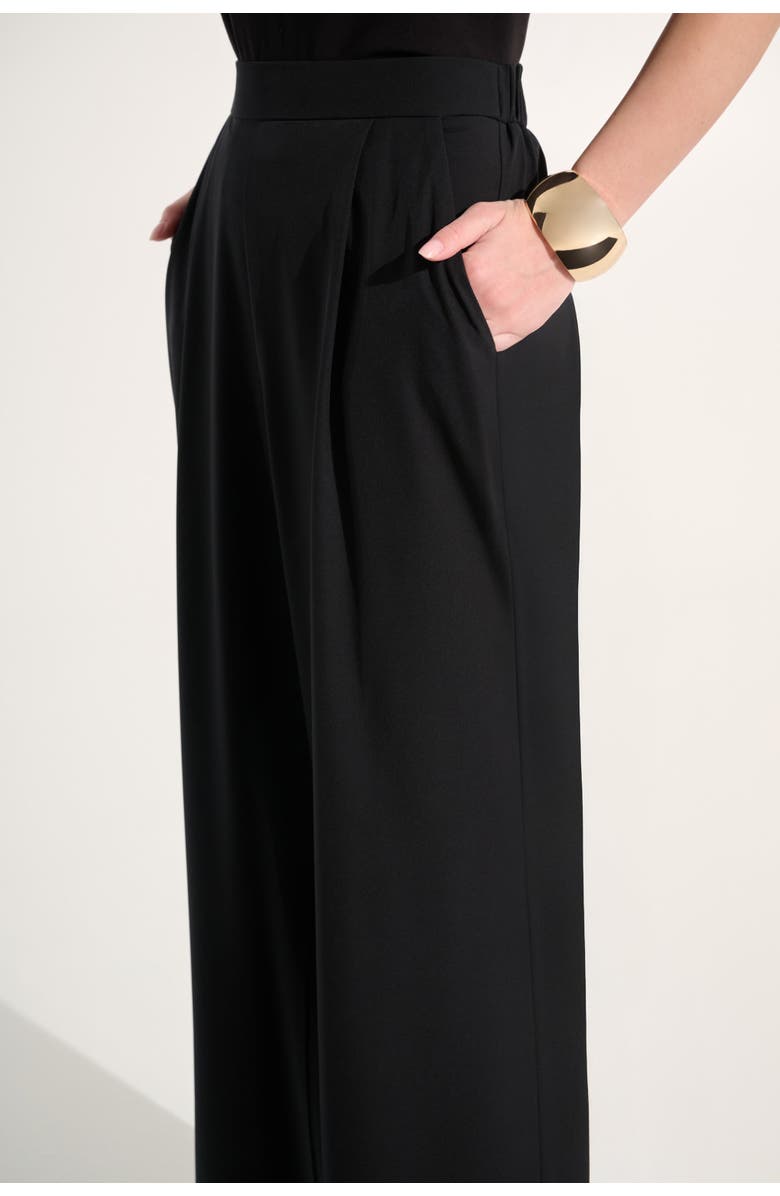 JOSEPH RIBKOFF Stretch Woven Pull-On Wide Leg Pants, Alternate, color, Black