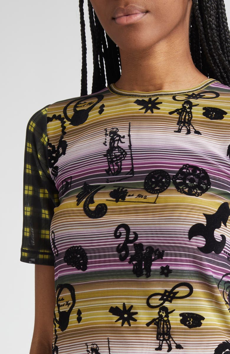 Chopova Lowena Duke Flocked Mesh Top, Alternate, color, 