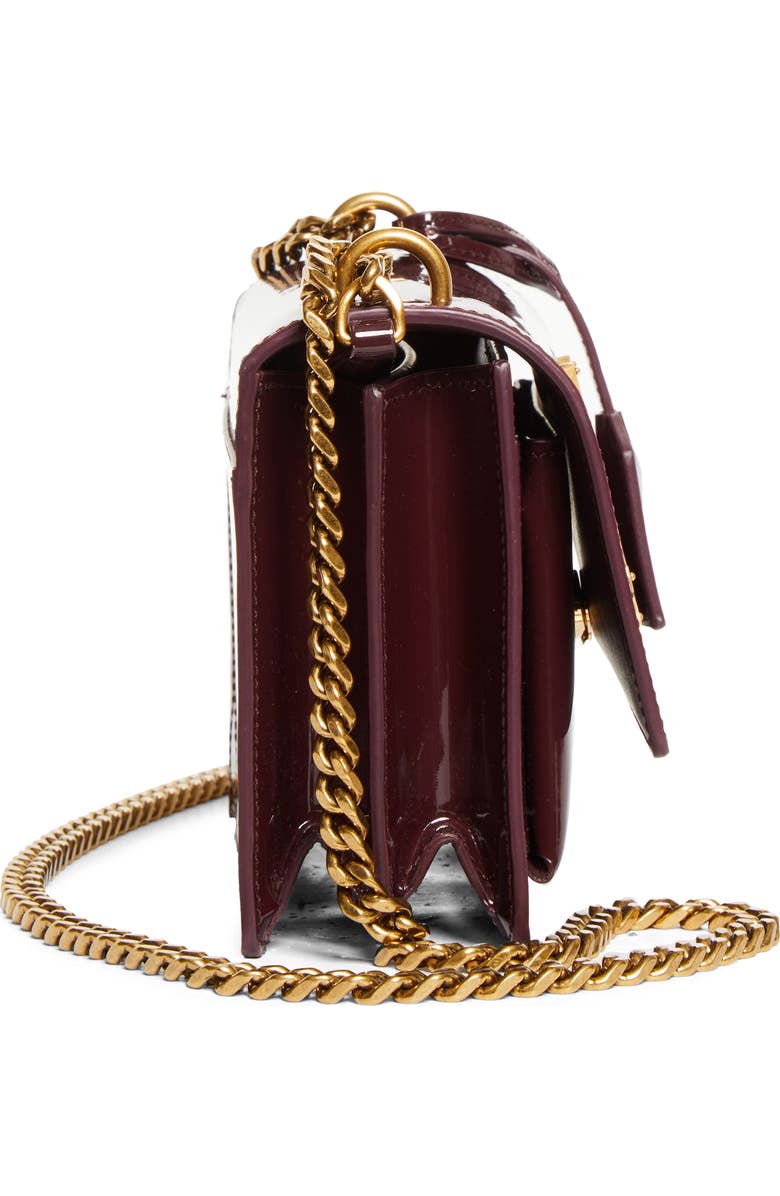 Saint Laurent Small Sunset Patent Leather Shoulder Bag, Alternate, color, Dark Red Wine