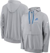 Nike Men's Nike Silver Detroit Lions Sideline Logo Glory Anorak Half-Zip Hooded Jacket