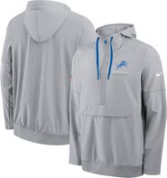 Nike Men's Nike Silver Detroit Lions Sideline Logo Glory Anorak Half-Zip Hooded Jacket