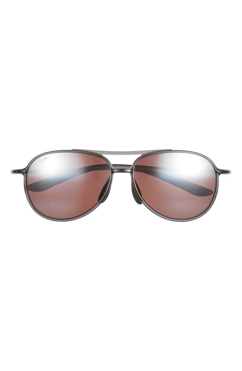 Maui Jim 60mm Polarized Aviator Sunglasses, Main, color, Smoke Smoke Rose