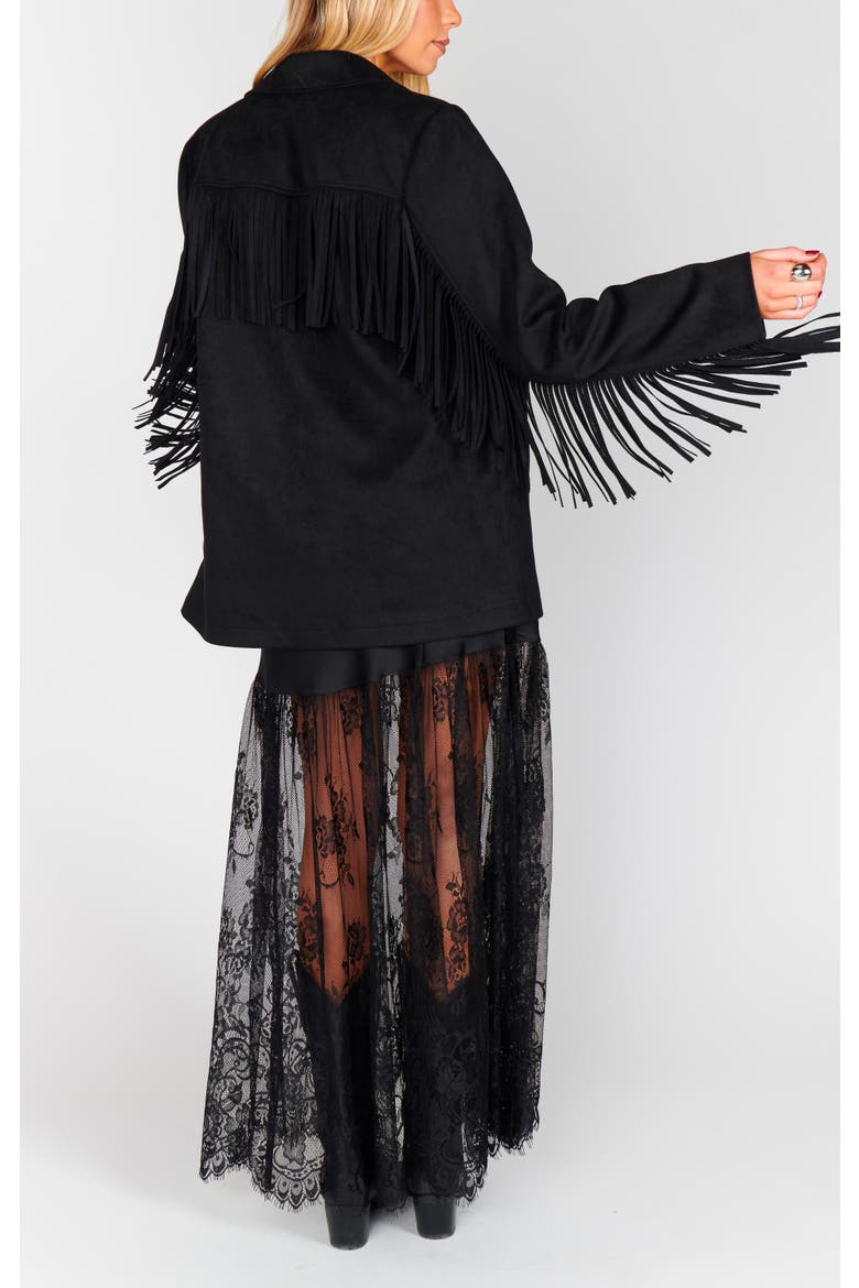 Sierra Fringe Jacket, Alternate, color, Black Faux Suede