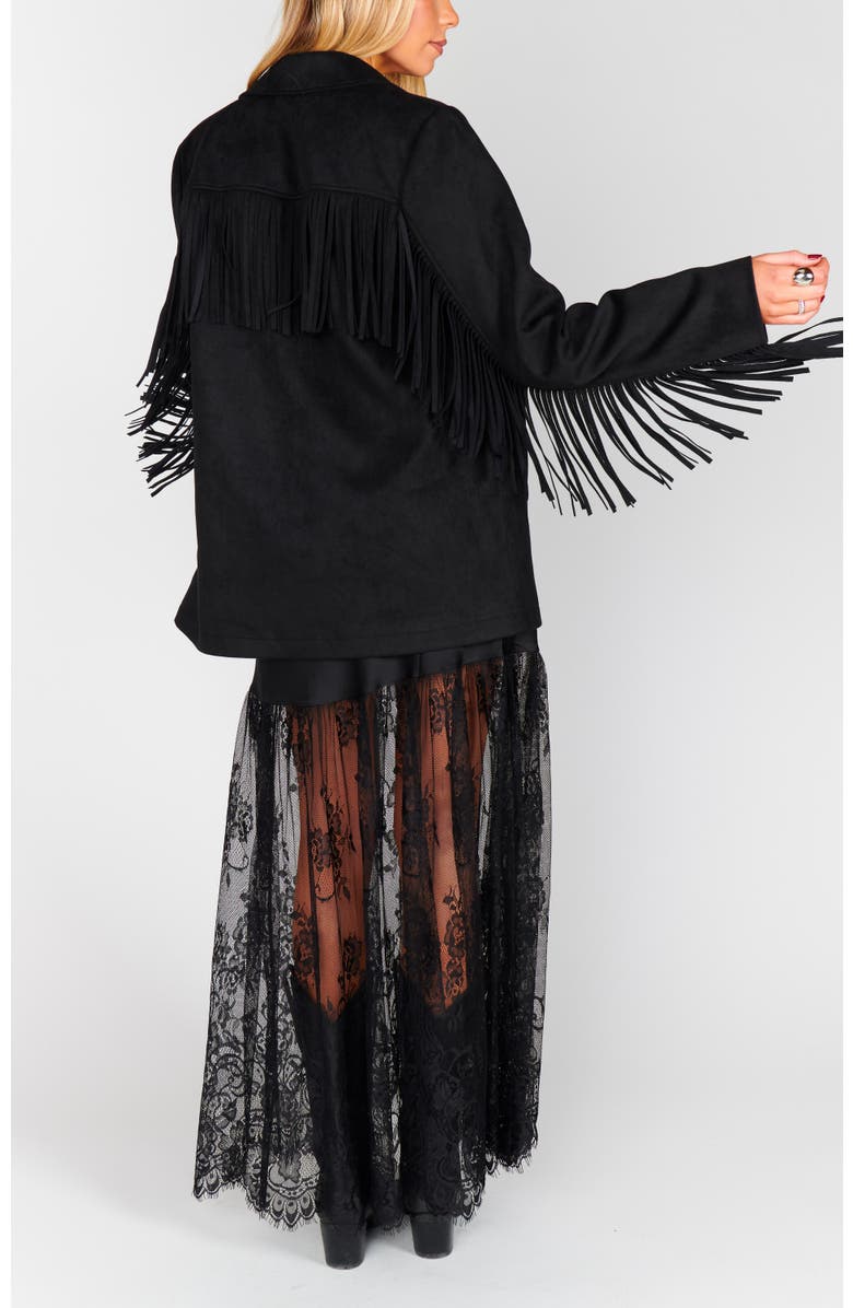 Show Me Your Mumu Sierra Fringe Jacket, Alternate, color, Black Faux Suede