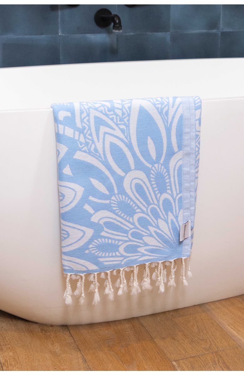 InfuseZen Mandala Organic Turkish Towel, Alternate, color, Light Blue