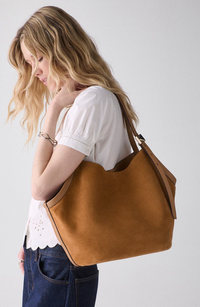 Kate Spade New York deco suede tulip tote, Alternate, color, Garden Soil