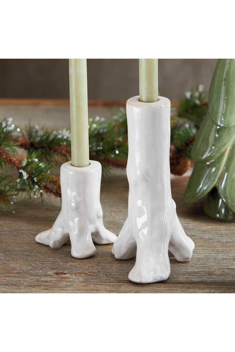 Small White Ceramic Tree Trunk Candle Holder for Christmas, Alternate, color, White