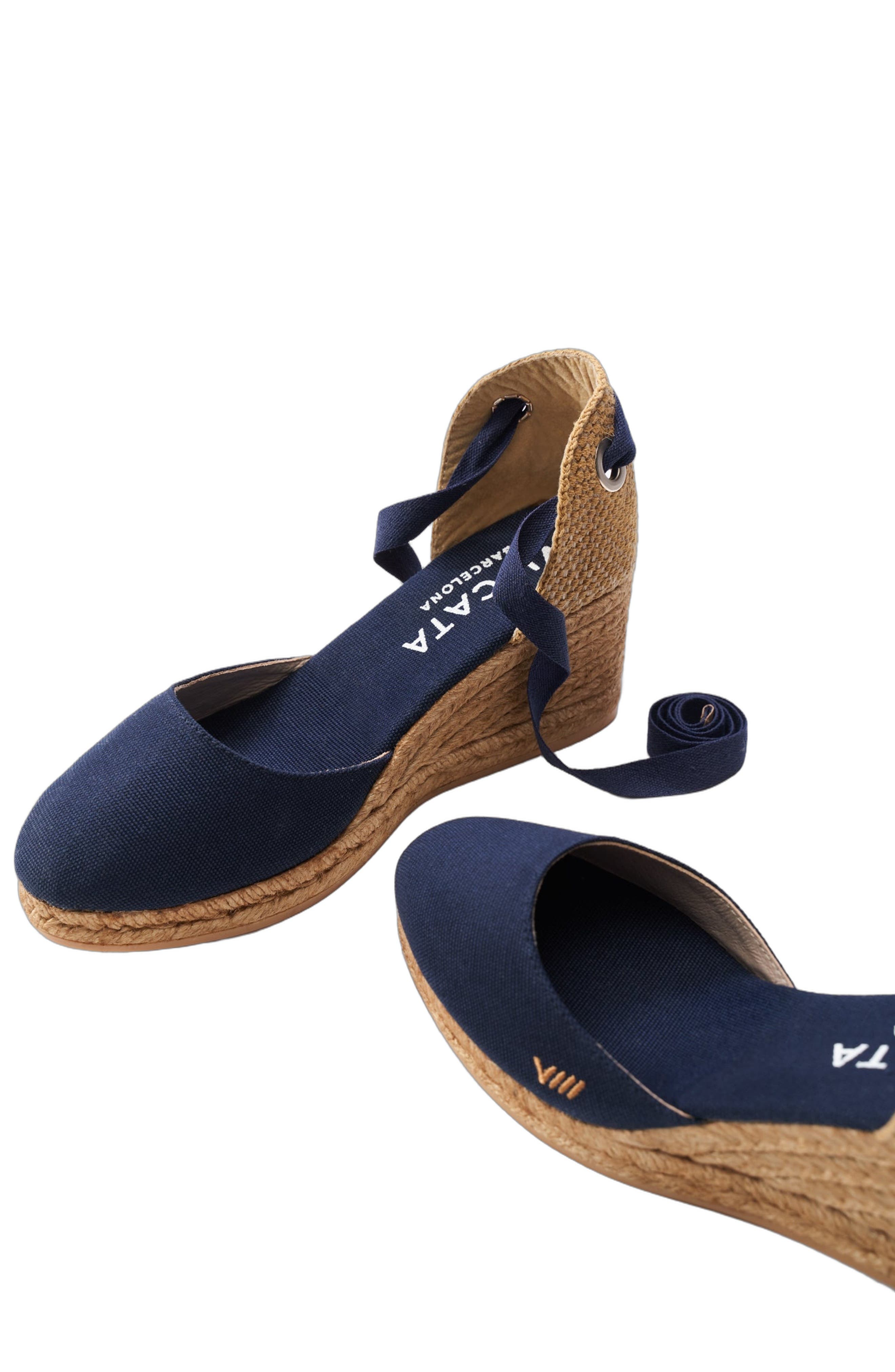Sagaro Canvas Espadrille Wedges, Alternate, color, Navy Blue