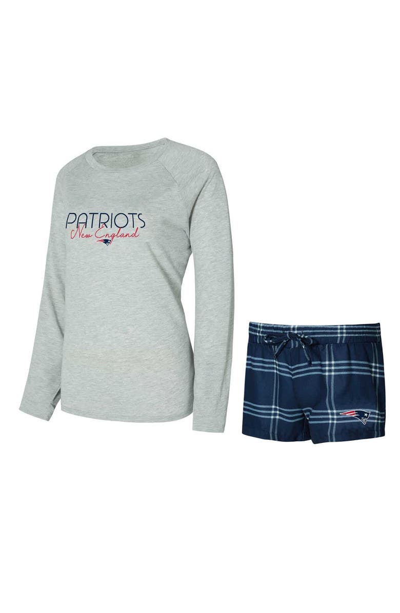 CONCEPTS SPORT Women's Concepts Sport New England Patriots Petition Raglan Long Sleeve T-Shirt & Shorts Set, Alternate, color, Navy