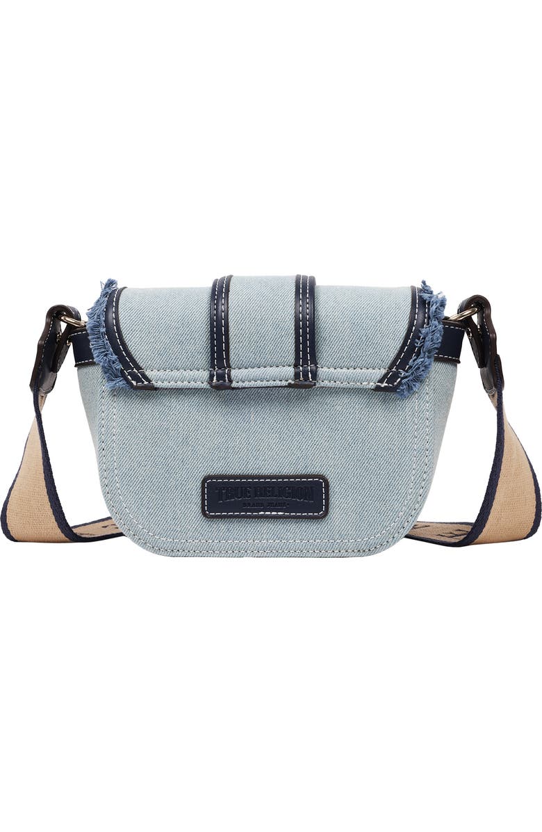 True Religion Asher Frayed Edge Mini Flap Crossbody Bag, Alternate, color, Denim