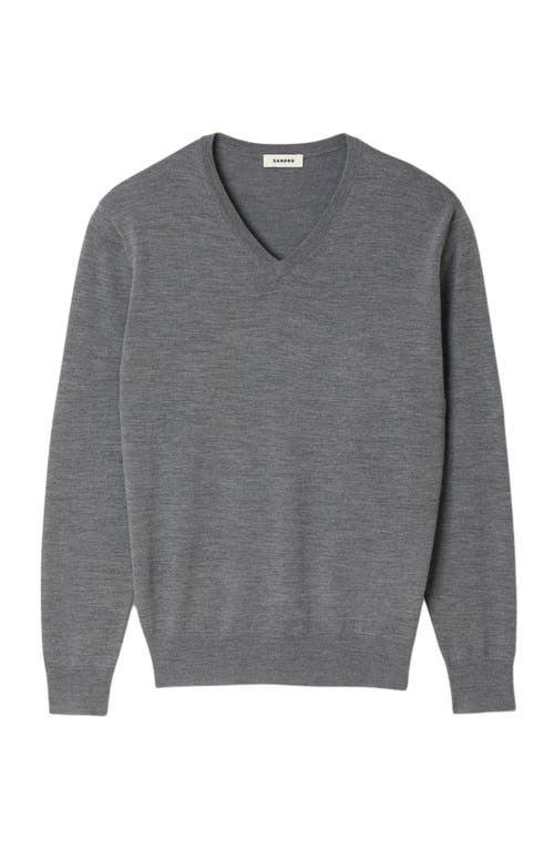 Sandro Fine Wool Sweater In Gray