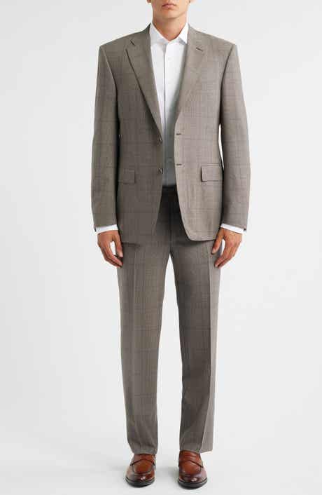 Canali Siena Regular Fit Brown Glen Plaid Impeccabile Wool Suit