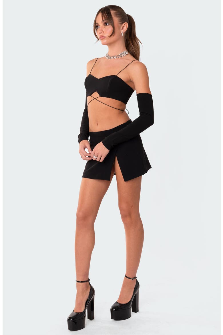 Beatrix Bralette with Detached Sleeves, Alternate, color, BLACK