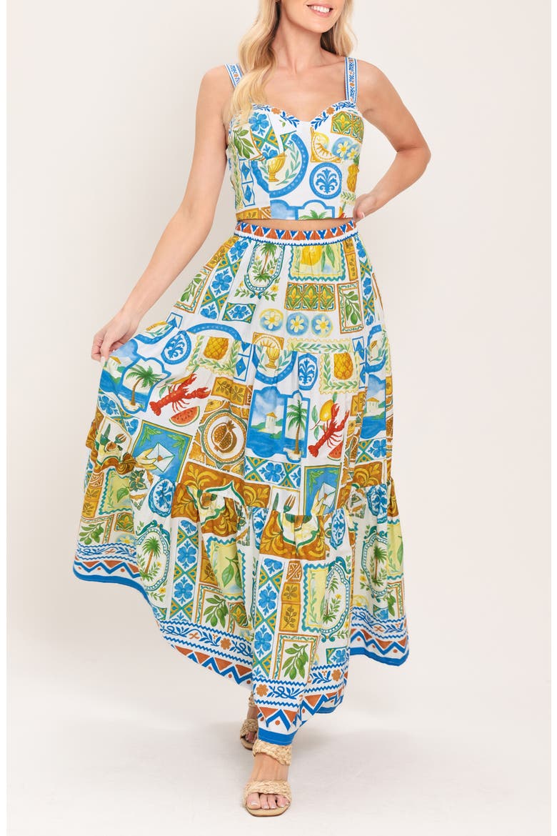 Tiered Maxi Skirt, Alternate, color, IVORY MULTI