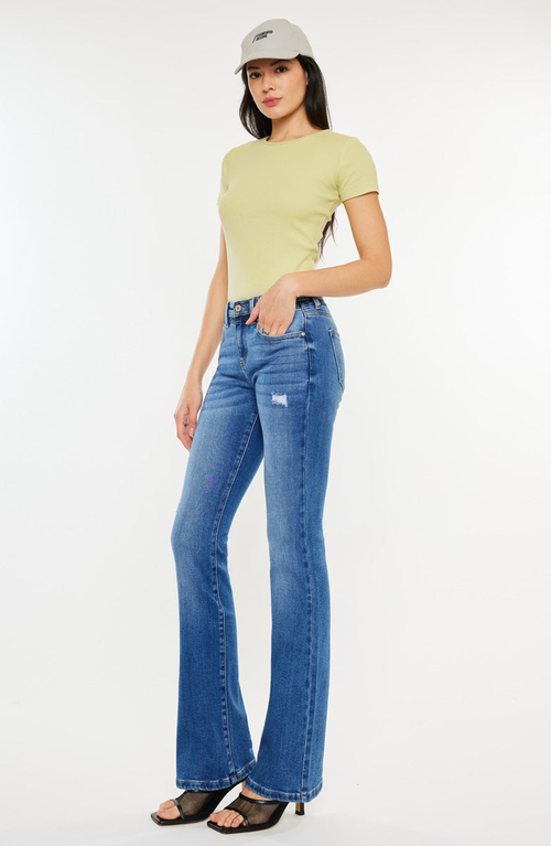Kancan Kiera Mid Rise Bootcut Jeans In Blue