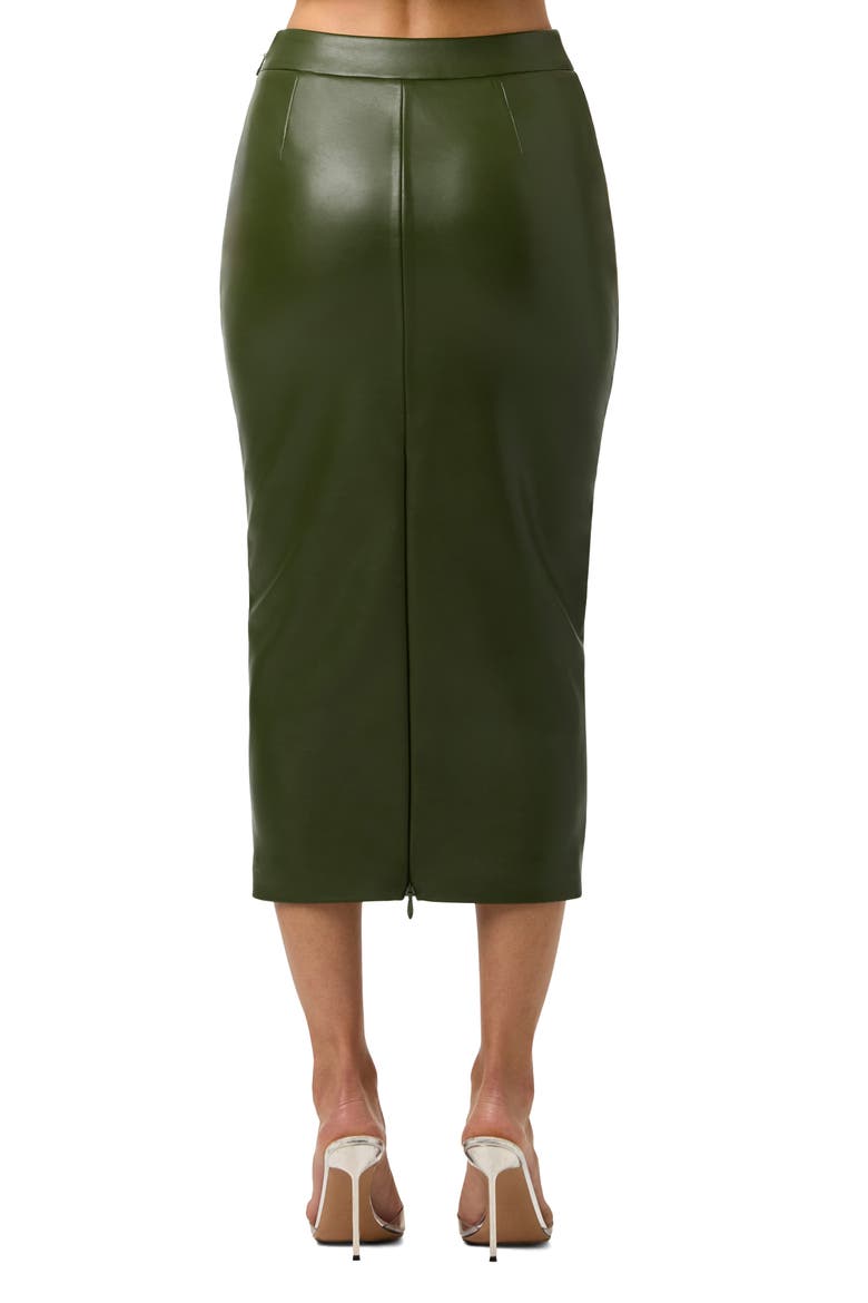 Faux Leather Pencil Midi Skirt, Alternate, color, DARK OLIVE