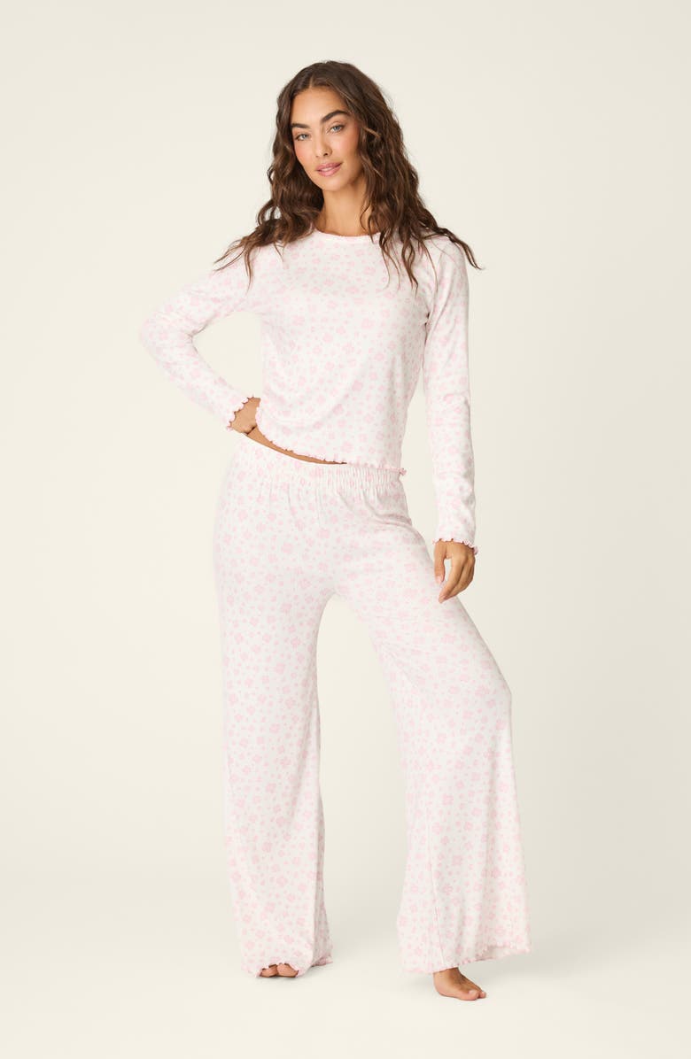 PJ Salvage Pretty Petals Jersey Pajama Top, Alternate, color, Sweet Pink