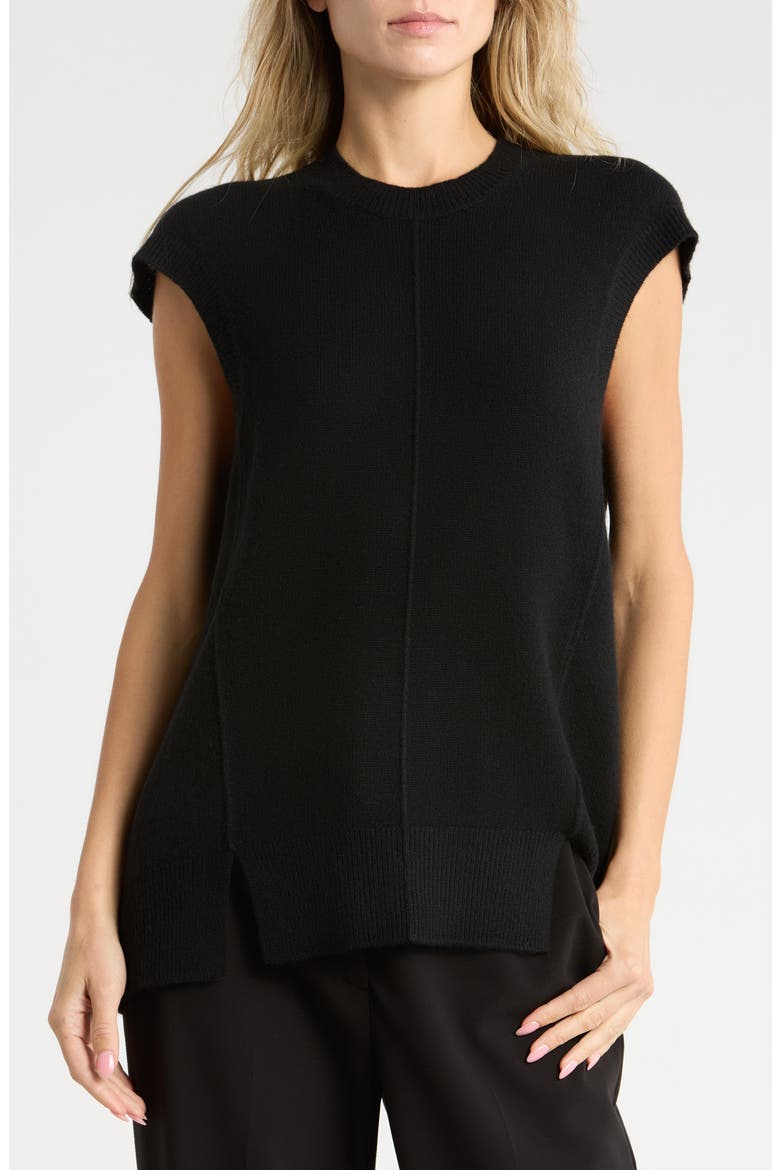 Brushed Wool & Cashmere Sweater Vest, Main, color, BLACK
