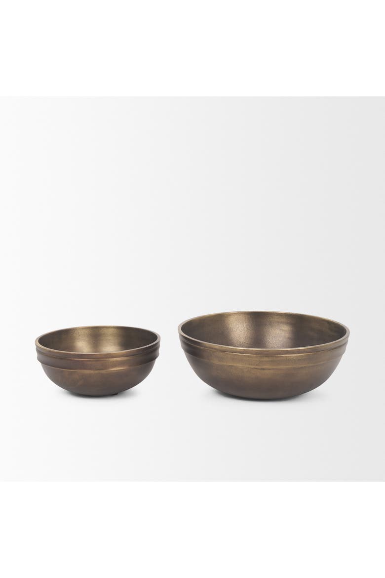 Tomiko Decorative Finished Cast Aluminum Round Bowls, Alternate, color, Brass