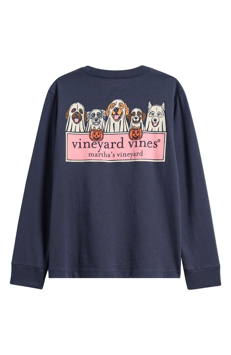 vineyard vines Kids' Ghost Pups Long Sleeve Cotton Graphic T-Shirt, Alternate, color, Blue Blazer